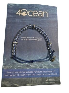 4ocean Clear Beaded Bracelet with Blue Cord
